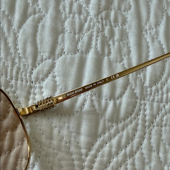 new Miu Miu Gold Aviator Sunglasses - Picture 4 of 6